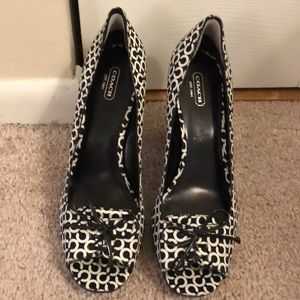 Coach Logo Black and White Heels size 10